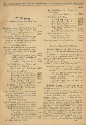 157. Sitzung. Donnerstag den 23. September 1920