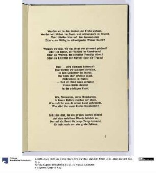 Georg Heym, Umbra Vitae, München 1924, S. 07.