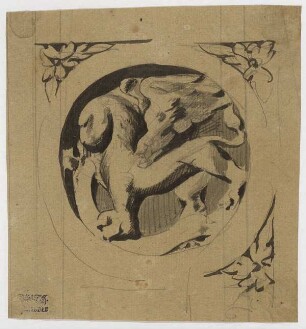 Ornament aus Hannover, Medaillon mit geflügeltem Löwen