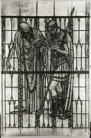 Entwurf zu einer Glasmalerei für die Christuskirche in Dresden-Strehlen : Gußmann, Otto: Entwurf zu einer Glasmalerei für die Christuskirche in Dresden-Strehlen. Kohle/Karton. 1905. Dresden-Strehlen: Christuskirche