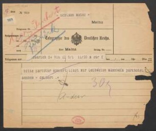 Brief an B. Schott's Söhne : 05.01.1917