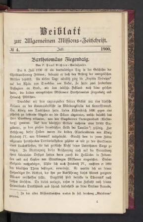 Beiblatt N° 4. Juli 1900