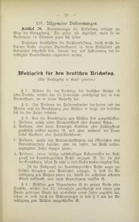 II. Wahlgesetz für den deutschen Reichstag.