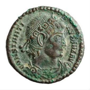 Münze, Follis, Aes 4, 335 - 336 n. Chr.