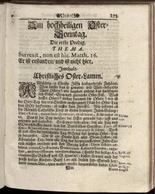 Am hochheiligen Oster-Sonntag