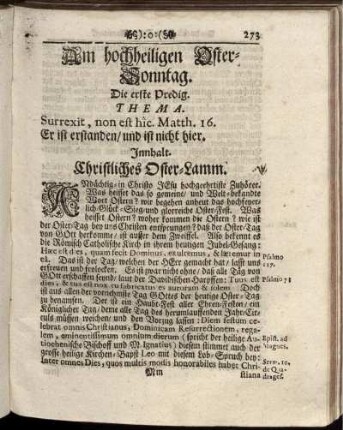 Am hochheiligen Oster-Sonntag