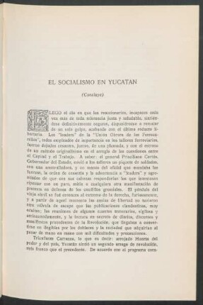 El socialismo en Yucatán - (Concluye)