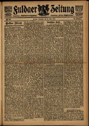 Erste Ausgabe vom Samstag, den 27. Mai 1905.