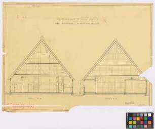 Insel Stade ([Landkreis Stade]), ehemals Huttfleth ([Landkreis Jork]): Museumshaus. Haupthaus (Schnitt C-D, Schnitt A-B)