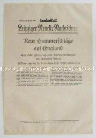Sonderblatt der "Leipziger Neuesten Nachrichten" zur Bombardierung britischer Häfen und Industrieanlagen