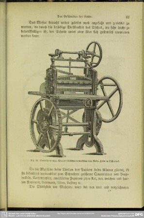 Fig. 23. Verbesserte engl. Papier-Beschneidemaschine von Gebr. Heim in Offenbach