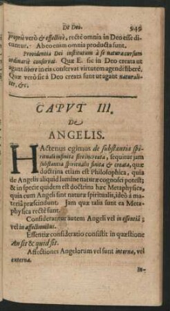 Caput III. De Angelis.
