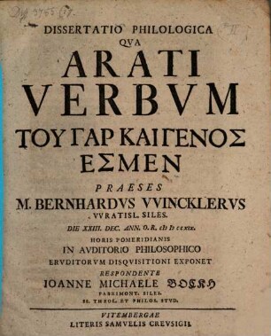 Dissertatio Philologica Qva Arati Verbvm Tu Gar Kai Genos Esmen, [2]
