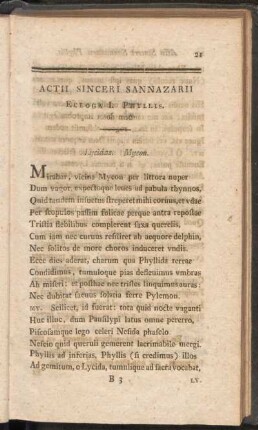Actii Sinceri Sannazarii