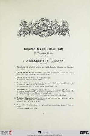 I. Meissener Porzellan (Nr. 1-97)