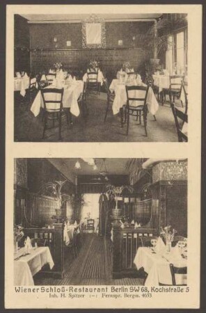 Ansichtskarte "Wiener Schloß-Restaurant", Kochstraße [1/2]