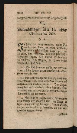 VI. Betrachtungen über die ietzige Oberfläche der Erde