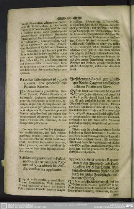 Recessus satisdationis ad futura comitia pro generosissimo Palatino Kioviae