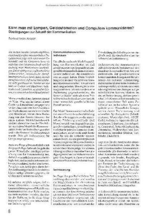 Kann man mit Lampen, Geldautomaten und Computern kommunizieren? Überlegungen zur Zukunft der Kommunikation