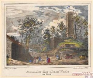 Der Aussichtsturm der Alten Veste bei Fürth vom Graben aus