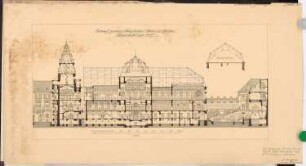 Prinzliches Palais, Berlin Schinkelwettbewerb 1901: Längsschnitt 1:200