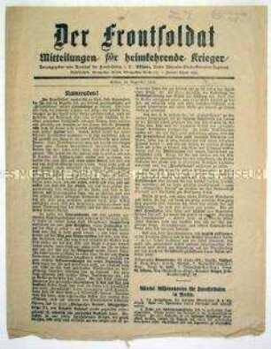 Mitteilungsblatt für Kriegsheimkehrer "Der Frontsoldat"