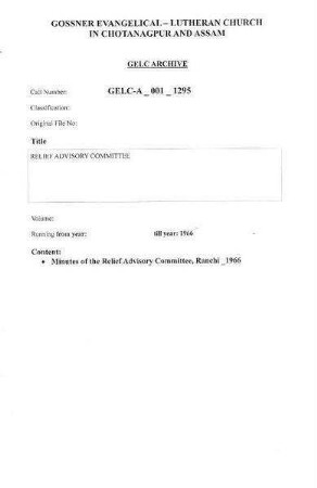 RELIEF ADVISORY COMMITTEE