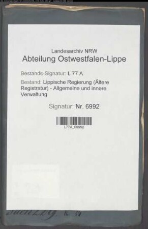 Packhofreglement für das Hauptsteueramt zu Lemgo.- Zollhofsordnungen für die Steuer- und Zollämter zu Lemgo u. Erder
