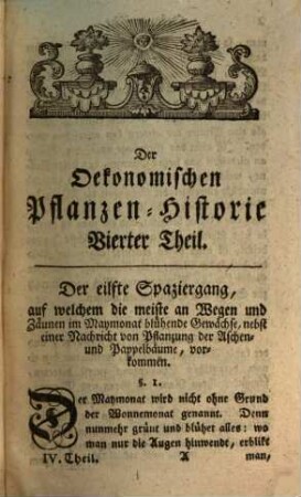 Oeconomische Pflanzenhistorie : nebst dem Kern der Landwirthschafft-, Garten- und Arzneykunst, 4