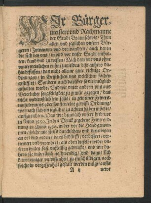 Wir Bürgermeistere und Rathmanne der Stadt Braunschwig ...