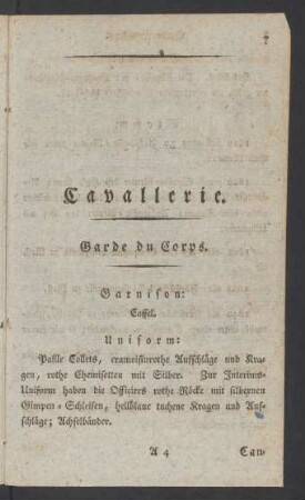 Cavallerie.