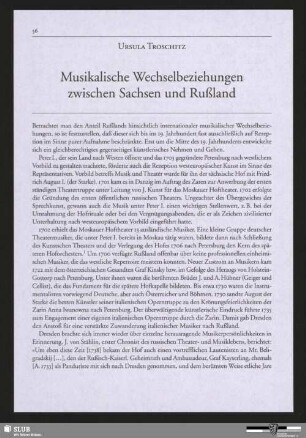 Musikalische Wechselbeziehungen zwischen Sachsen und Rußland