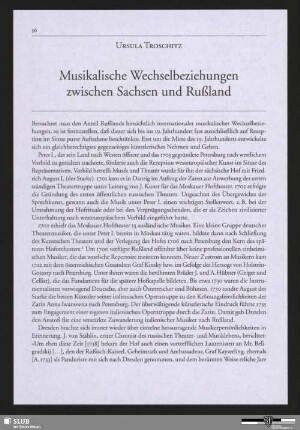 Musikalische Wechselbeziehungen zwischen Sachsen und Rußland
