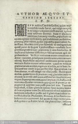 AUTHOR AEQUO ER CANDIDO LECTORI S.P.D.