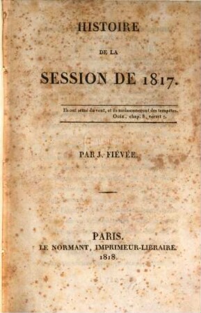 Histoire de la session de .... 3. 1817