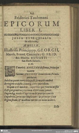 Friderici Taubmani Epicorum Liber I