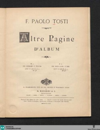 Altre pagine d'album : 12 melodie