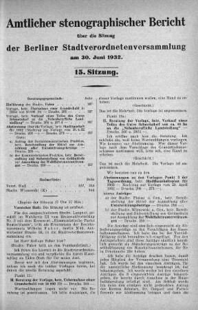 Sitzung 15, 30. Juni 1932