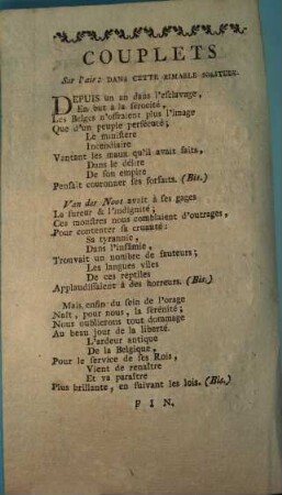 Chansons : Air: quand le bien-aimé reviendra