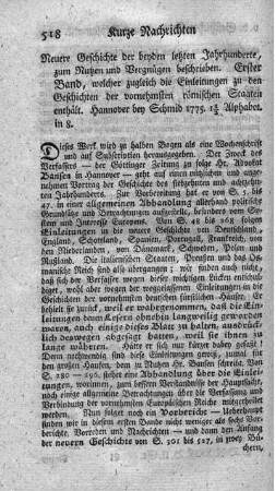 Neuere Geschichte der beyden letzten Jahrhunderte. Bd.1.
