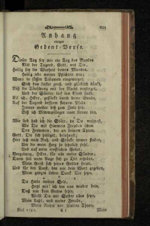 Anhang einiger Gedenk-Verse.