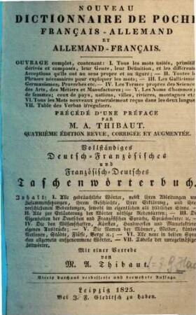 Nouveau dictionnaire de poche français-allemand et allemand-français. 2, Deutsch und Französisch