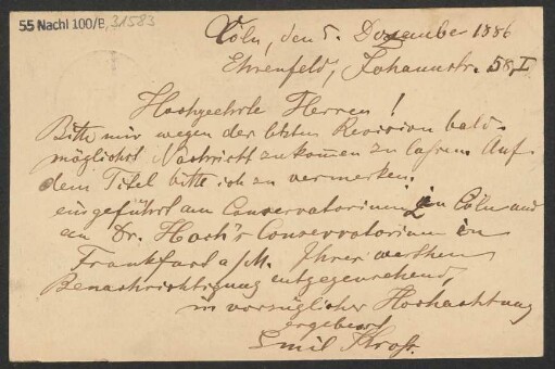 Brief an B. Schott's Söhne : 05.12.1886
