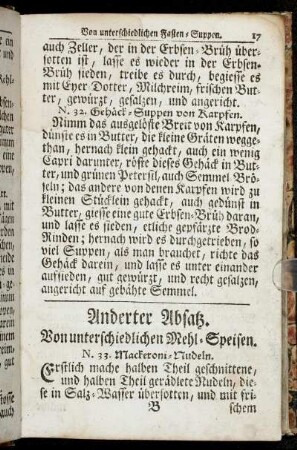 Anderter Absatz. Von unterschiedlichen Mehl-Speisen.