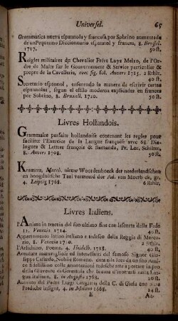 Livres Hollandois.