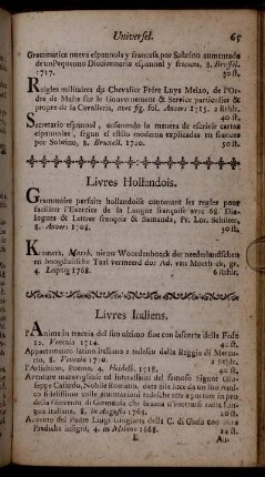 Livres Hollandois.