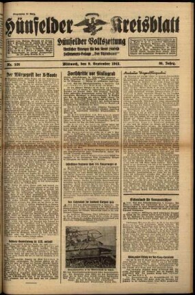 Ausgabe vom Mittwoch, den 09. September 1942.
