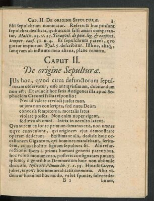 Caput II. De origine Sepulturae.