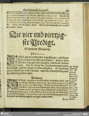 Die vier und viertzigste Predigt. Salomons Königreich. Psal.72.v.1