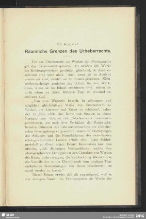 VII. Räumliche Grenzen des Urheberrechts